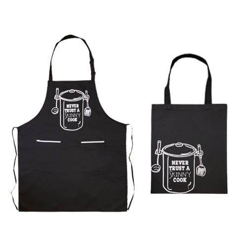 Bulldog Bob Apron with Matching Tote bag - Never Trust A Skinny Cook