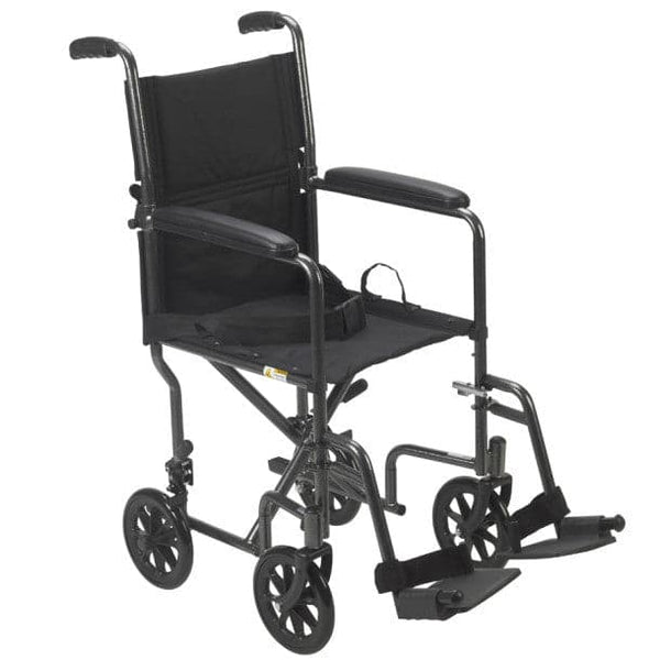Drive Medical Lightweight Steel Transport Chair, Fixed Full Arms
