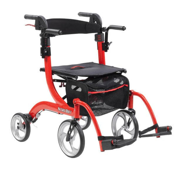 Drive Medical Nitro Duet Rollator and Transport Chair - Red