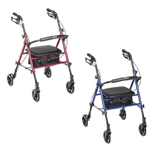 Drive Medical Adjustable Height Rollator with 6" Casters