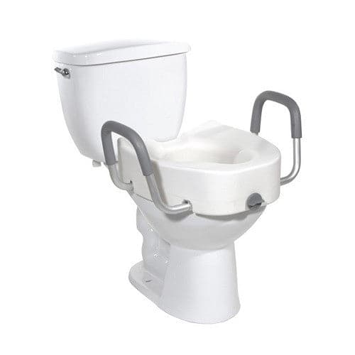 Drive Medical Elongated Raised Toilet Seat With Arms, 5 inch Height
