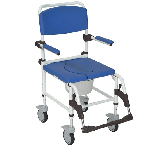 Drive Medical Aluminum Rehab Shower Commode Chair with Four Rear-locking Casters
