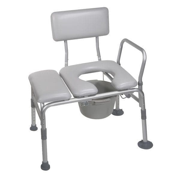 Drive Medical Padded Seat Transfer Bench with Commode Opening