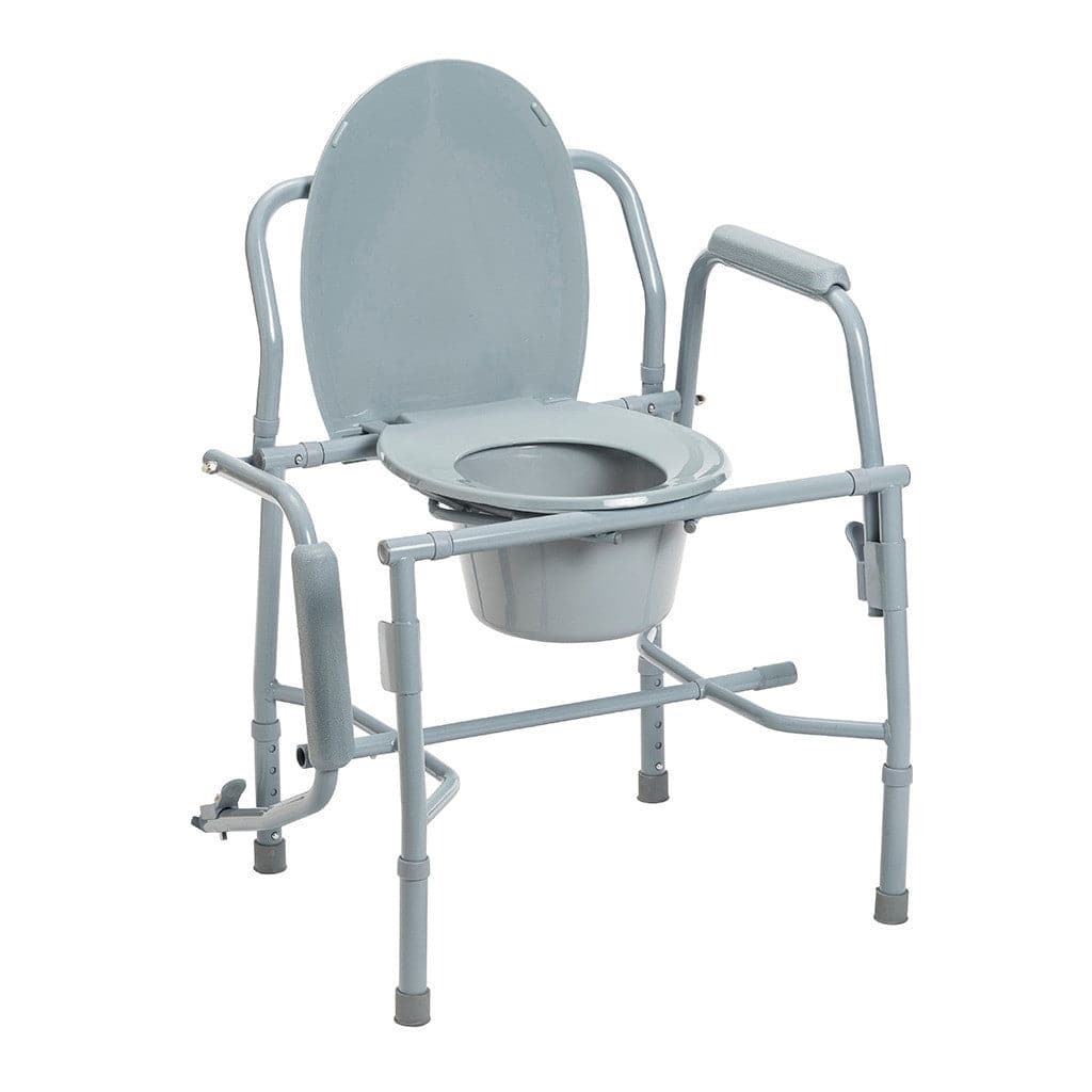 Drive Medical Steel Drop Arm Bedside Commode with Padded Arms