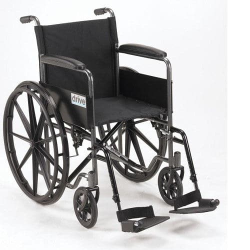Drive Medical Silver Sport 1 Wheelchair Fixed Arms and Swing Away Footrests 18"
