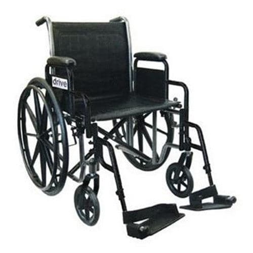 Drive Medical Silver Sport 2 Wheelchair with Detachable Full Arms and Swing away Footrests