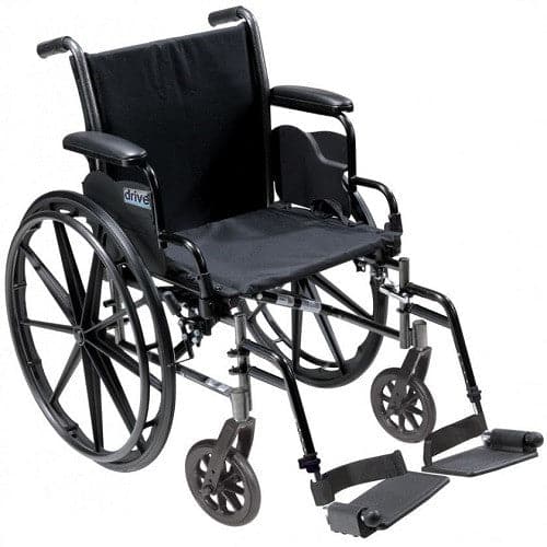 Drive Medical Cruiser III Light Weight Wheelchair Flip Back, Detachable Desk Arms, Swing away Footrests, 16" Seat