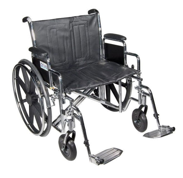 Drive Medical Sentra EC Heavy Duty Wheelchair with Detachable Desk Arms, Swing away Footrests, 22" Seat