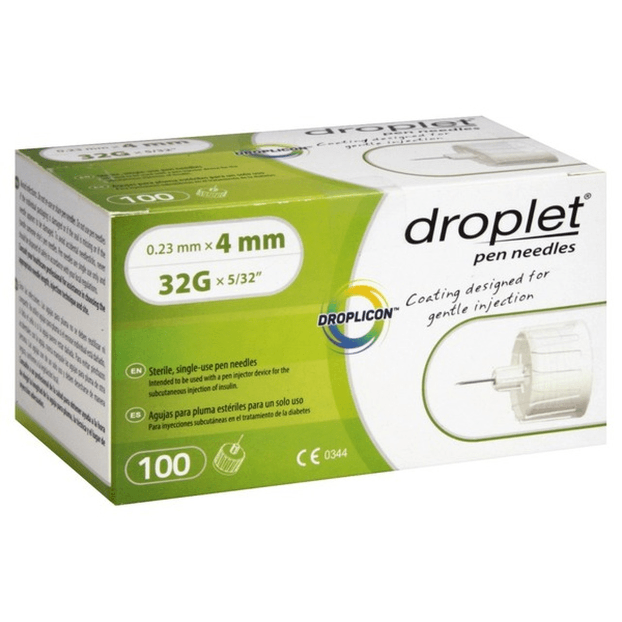 Droplet Insulin Pen Needles 32G 4mm - Box of 100