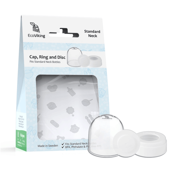 EcoViking Cap, Ring and Sealing Disc Glass Baby Bottle Set - Standard Neck
