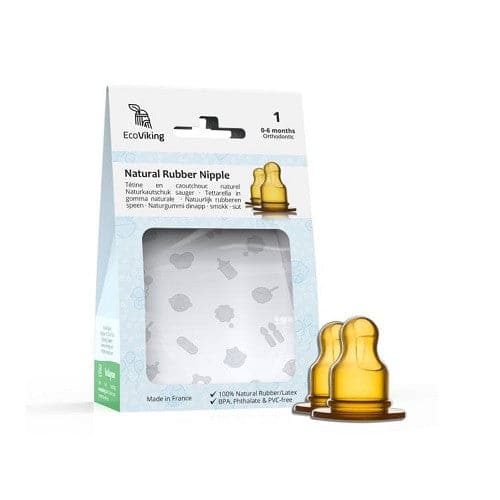 EcoViking Natural Rubber Nipple - Standard Neck Orthodontic (2-Pack)