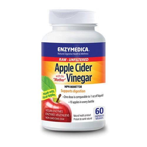 Enzymedica Raw Apple Cider Vinegar with the "Mother" 60 Capsules