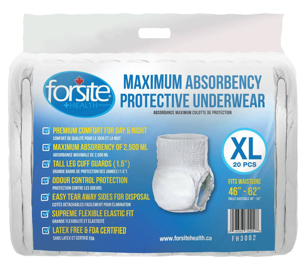 Forsite Health Maximum Absorbency Protective Underwear X-Large (Case of 80)