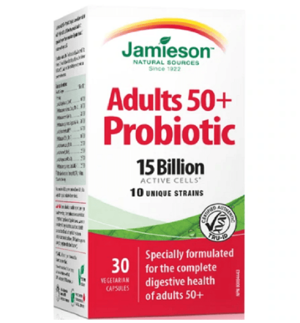Jamieson Adults 50+ Probiotic 15 Billion Active Cells 30 Vegetarian Capsules