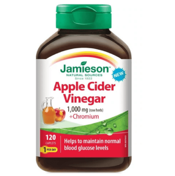 Jamieson Apple Cider Vinegar 1000 mg + Chromium 120 Caplets