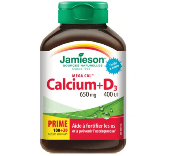 Jamieson Calcium+D3 650 MG 400 IU 100+20 Mini-Tab Caplets