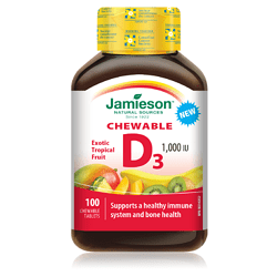 Jamieson Chewable Vitamin D3 1000IU Exotic Tropical Fruit 100 Tablets