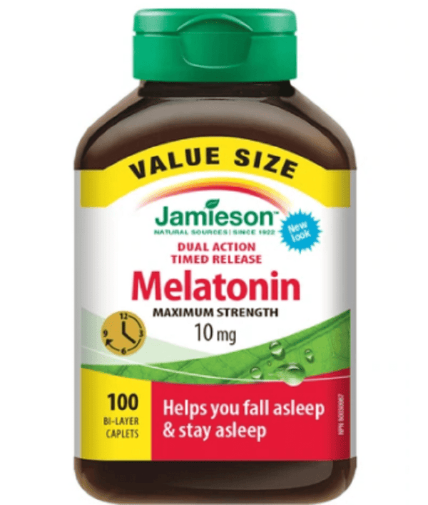 Jamieson Dual Action Timed Release Melatonin Maximum Strength 10 mg 100 Bi-Layer Caplets