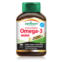 Jamieson Extra Strength Omega-3 Mini No Fishy Aftertaste 200 Small Softgels