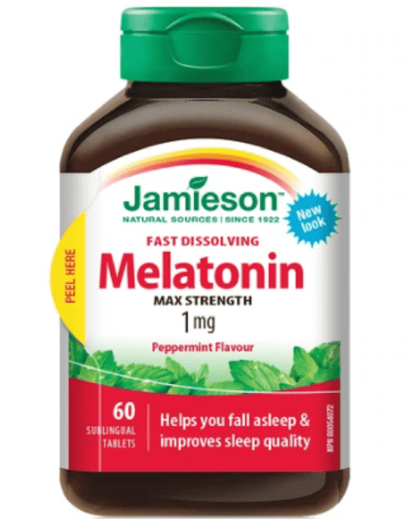 Jamieson Fast Dissolving Melatonin 1 mg Peppermint Flavor 60 Sublingual Tablets