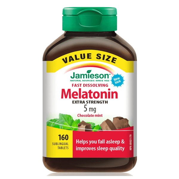 Jamieson Fast Dissolving Melatonin 5 mg Chocolate Mint - 160 Sublingual Tablets