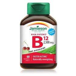 Jamieson High Potency Vitamin B12 2500mcg Fast Dissolving 60 Sublingual Tablets
