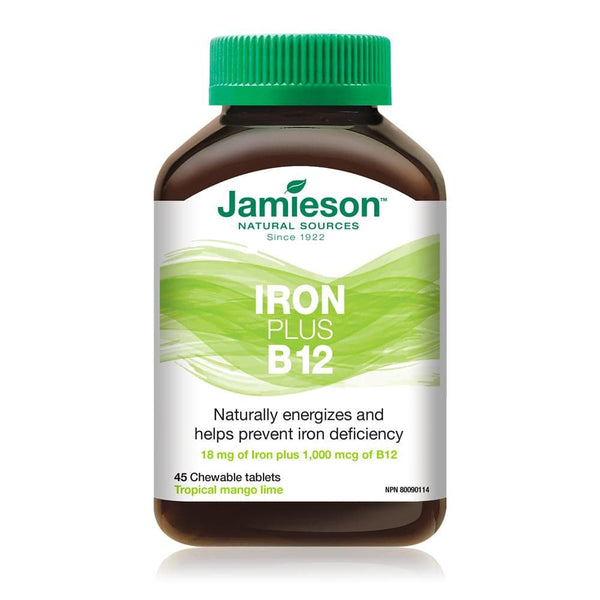 Jamieson Iron Plus B12 - Mango Lime 45 Chewable Tablets