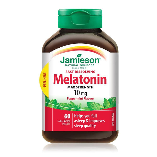 Jamieson Melatonin 10 mg Quick Dissolving Peppermint 60 Sublingual Tablets - MAX Strength