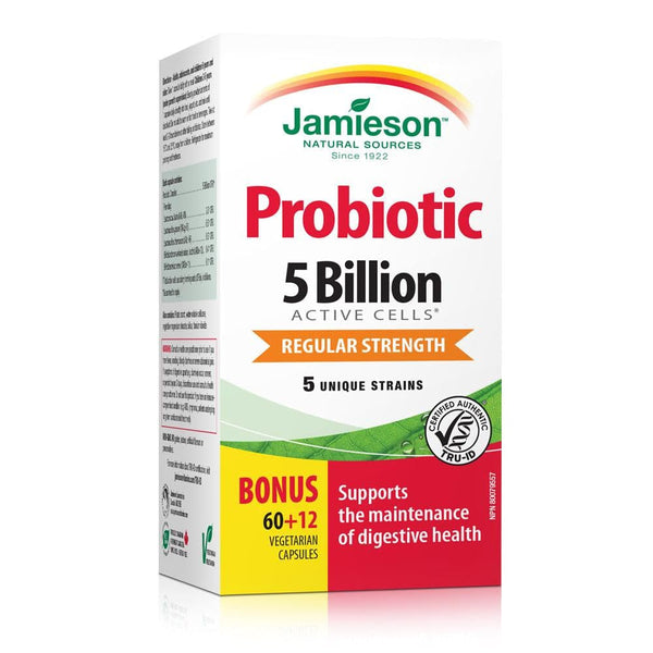 Jamieson Probiotic 5 Billion Regular Strength 60+12 Capsules