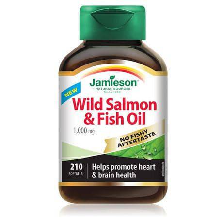 Jamieson Wild Salmon & Fish Oil 1000mg No Fishy Aftertaste 210 Softgels
