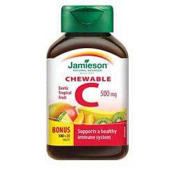 Jamieson Chewable C 500mg Bonus Size 100+20 Tablets (Various Flavours)