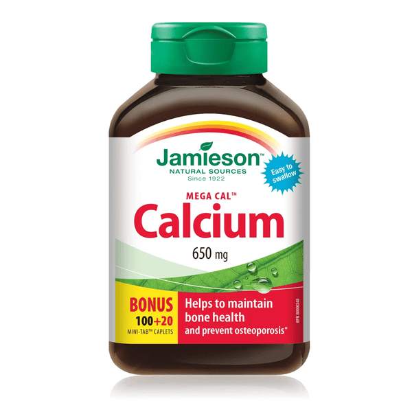 Jamieson Mega Cal Calcium 650mg Bonus 100+20 Mini-Tab Caplets