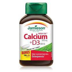 Jamieson Mega Cal Calcium 650mg + Vitamin D3 400 IU 100+20 Caplets