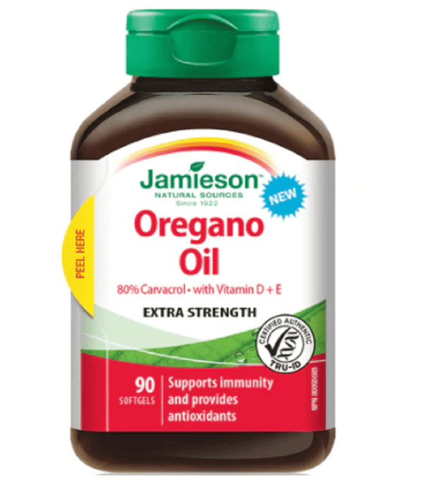 Jamieson Oregano Oil With Vitamin D+E Extra Strength  90 Softgels