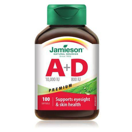 Jamieson Premium Vitamin A 10,000 IU + Vitamin D 800 IU - 100 Softgels