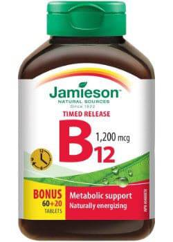 Jamieson Time Release Product Vitamin B12 1200mcg 60 + 20 Tablets