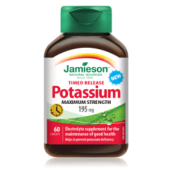 Jamieson Timed Release Product Potassium Maximum Strength 195mg 60 Caplets