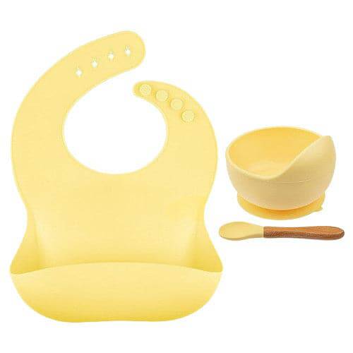 Knute Kids Silicone Bib with Bowl & Spoon Set - Yellow