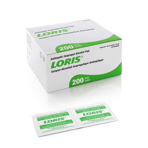 LORIS Antiseptic 70% Isopropyl Alcohol Pads 30mm x 65mm - 200/Box