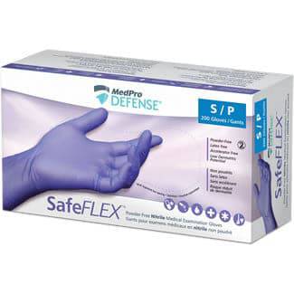 MedPro Defense SafeFLEX Powder-Free Nitrile Medical Examination Gloves -Box of 200 Size Small