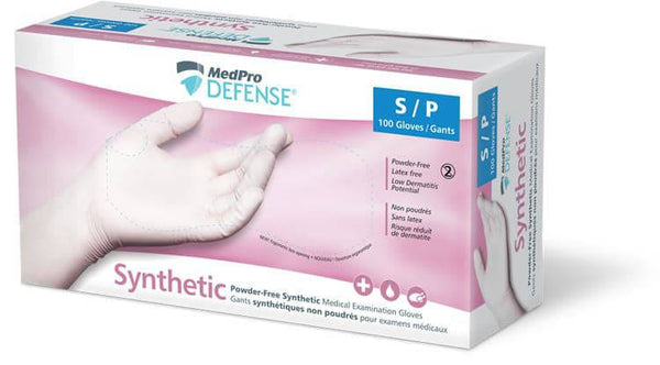 MedPro Defense Synthetic Powder-Free Medical Examination Gloves Box of 100 Small