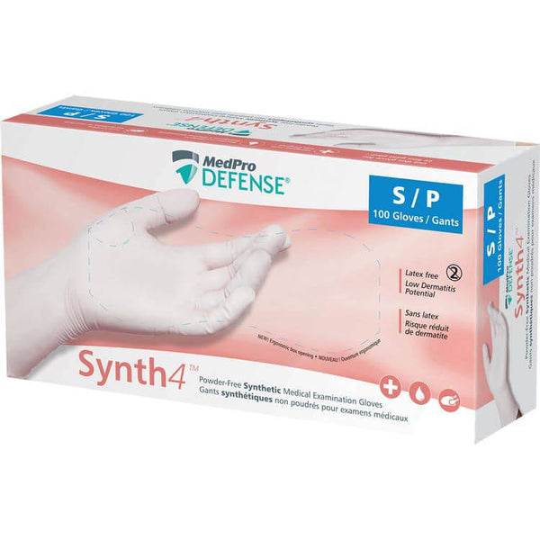 MedPro Defense Synth4 Medical Examination Powder-Free Synthetic Gloves - White