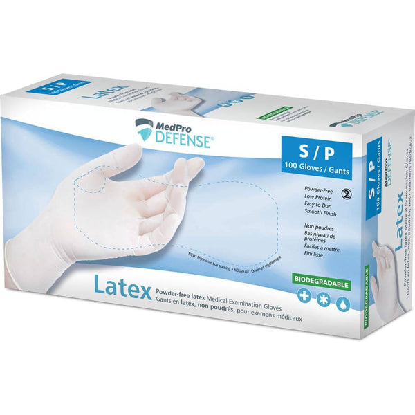 MedPro Defense Powder-Free Latex Medical Examination Gloves Box of 100