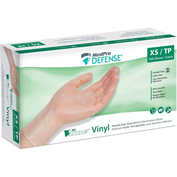 MedPro Defense Vline Vinyl Powder-Free Medical Examination Gloves - Box of 100