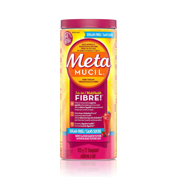 Metamucil 3 in 1 Multihealth Fibre Berry Flavour Smooth Texture Powder -  425 g / 72 Teaspoons