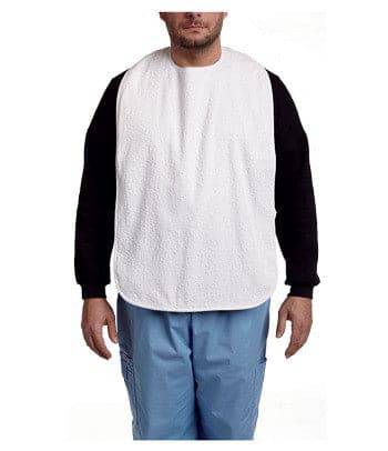 MOBB White Terry Cloth Adult Bib with Snaps