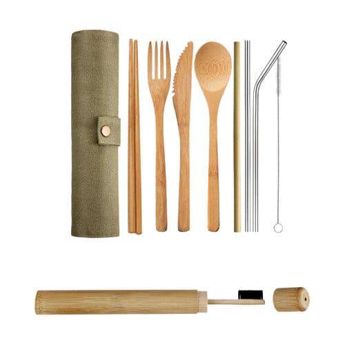 Nack Nax Bamboo Travel Cutlery Dinnerware Set