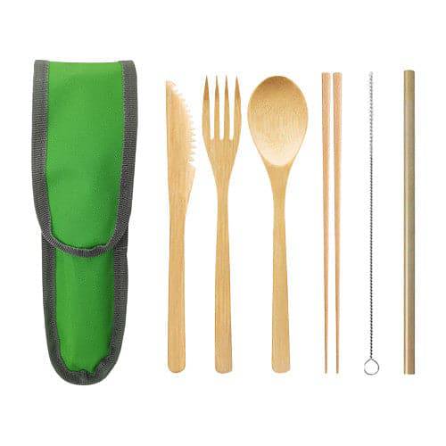 Nack Nax Reusable Bamboo Cutlery Set - Green