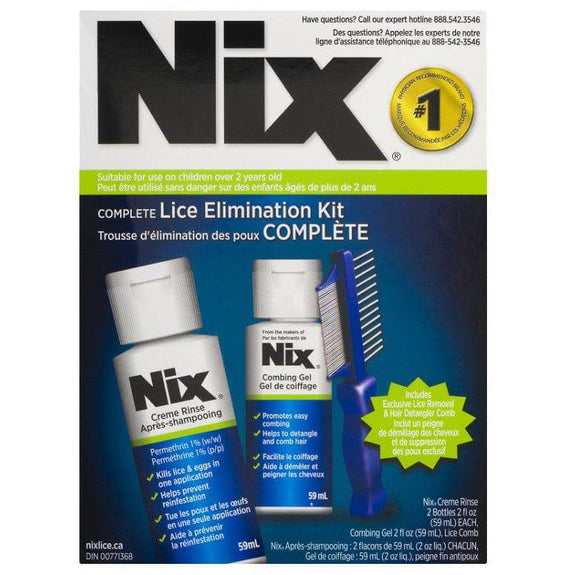 Nix Complete Lice Elimination Kit Creme Rinse 59mL + Combing Gel 59mL