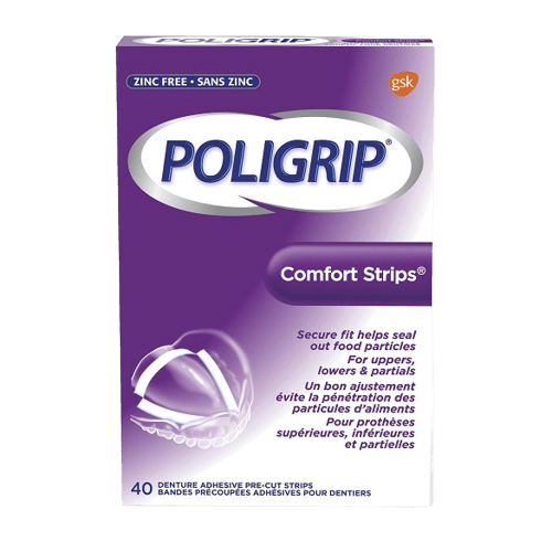 Poligrip Comfort Strips Zinc Free 40 Denture Adhesive Pre-Cut Strips